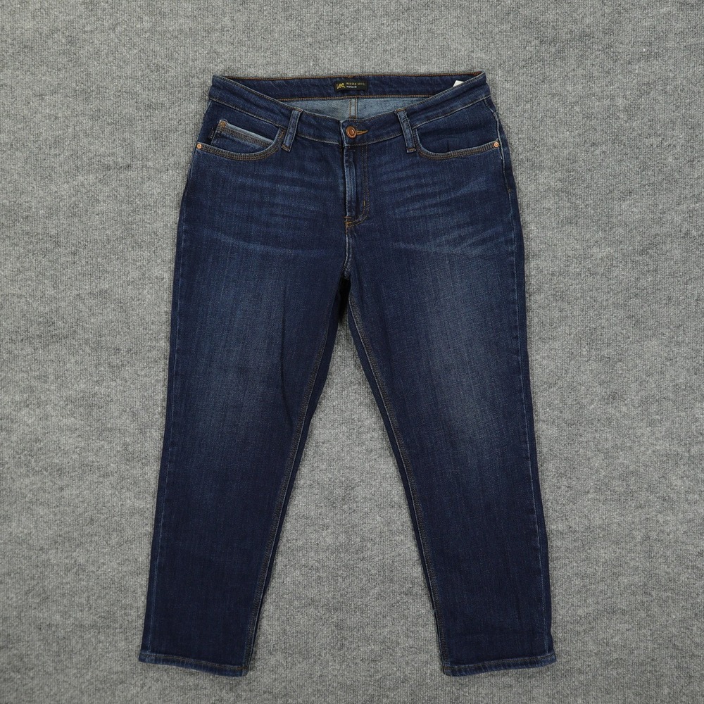 Lee Jeans Womens 10 Medium Dark Blue Modern Series‎ Midrise Fit Straight Leg